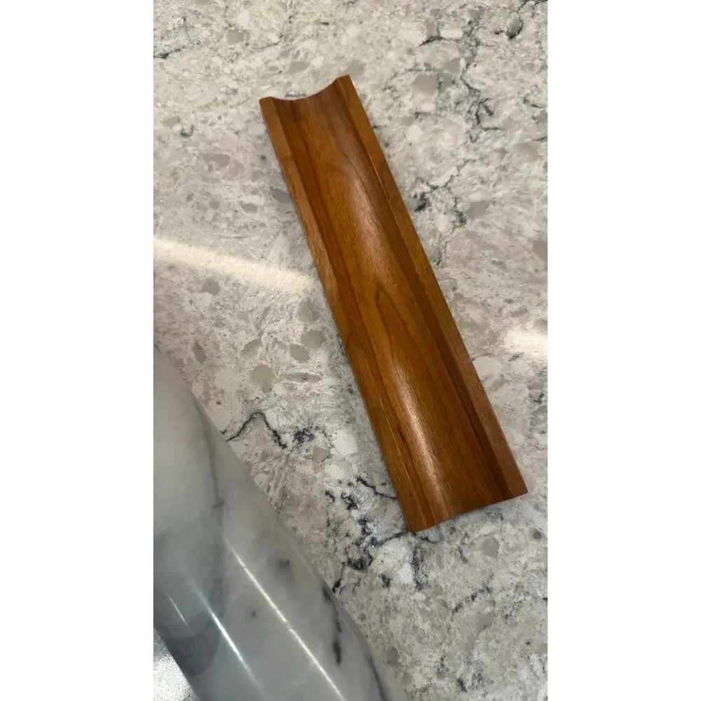 Polished White Marble Rolling Pin featuring Wooden Handles & Stand